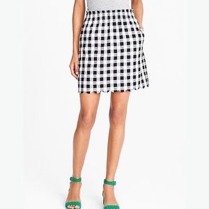 J. Crew Scalloped Sidewalk Skirt in Gingham NWT 0